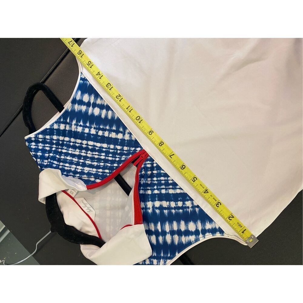 Lady Hagen - White/Blue/Red 1/4 Zip Sleeveless Athletic Tennis Tank-top Women’s - Picture 6 of 7